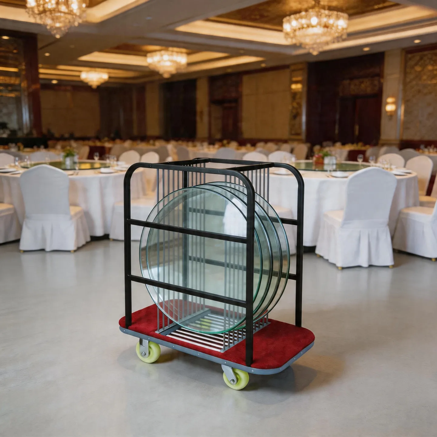 Yjq hotel restaurant glass turntable storage truck banquet hall glass turntable truck round table