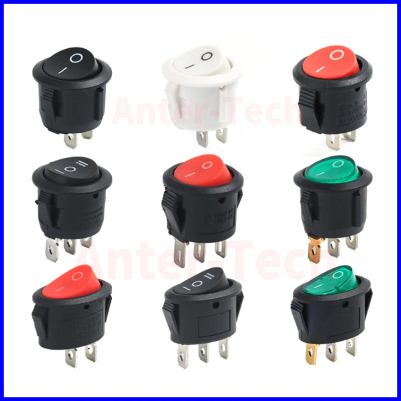 10 PCS Circular Ship type switch with lamp 3 Pin/2 Pin KCD1-105 Second and Third Gear Rocker Switch with Light