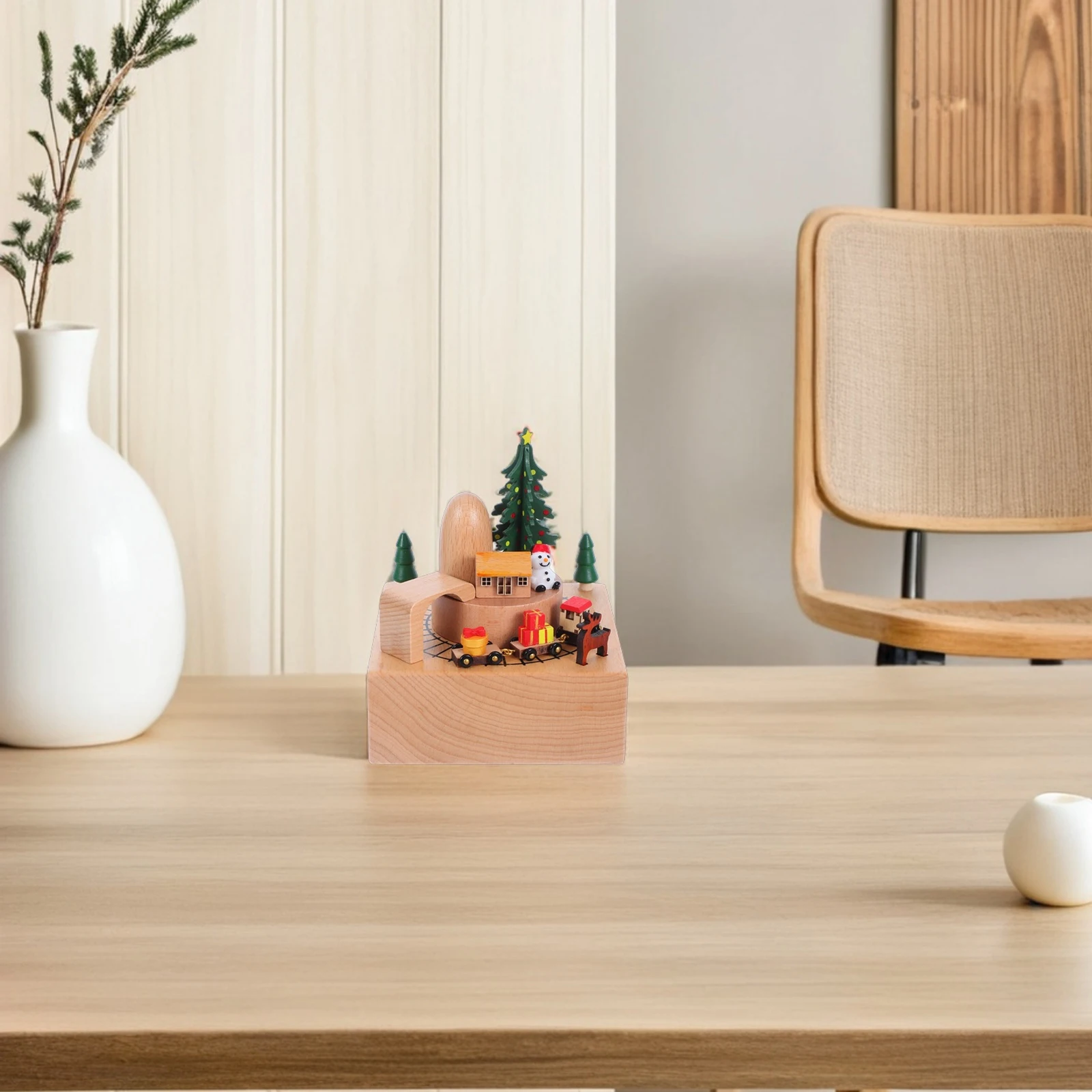 

Rotating Carousel Music Box Wooden Handcrafted Home Decor Birthday Gift Vintage Christmas Tree Snow Globe Party DIY