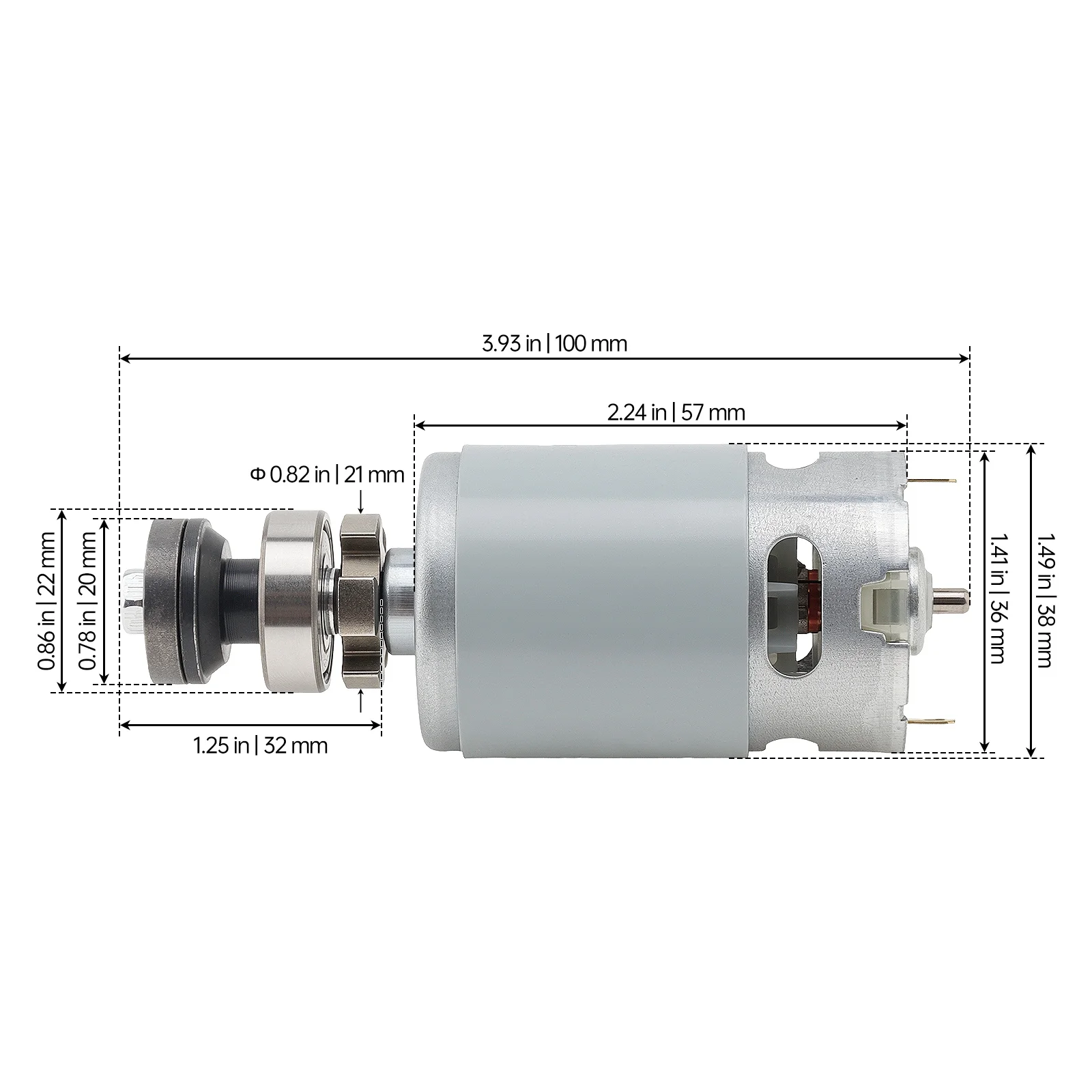 RS550 DC Motor 16.8-21V Electric Grinder Motor Assembly Replacement for Angle Grinder with Bevel Gear & Gearbox Support Bearing
