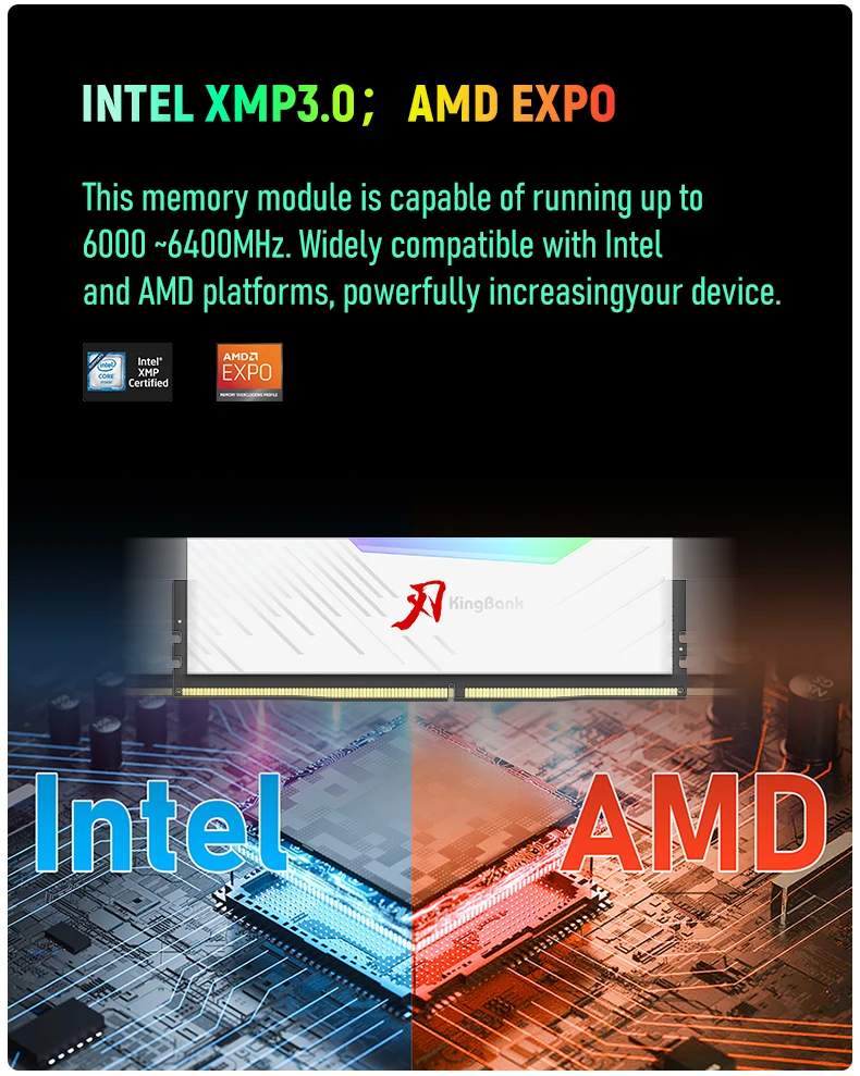 KingBank DDR5 RGB RAM (16GBx2) (32GBx2) 6000MHz 6400MHz 6800MHz