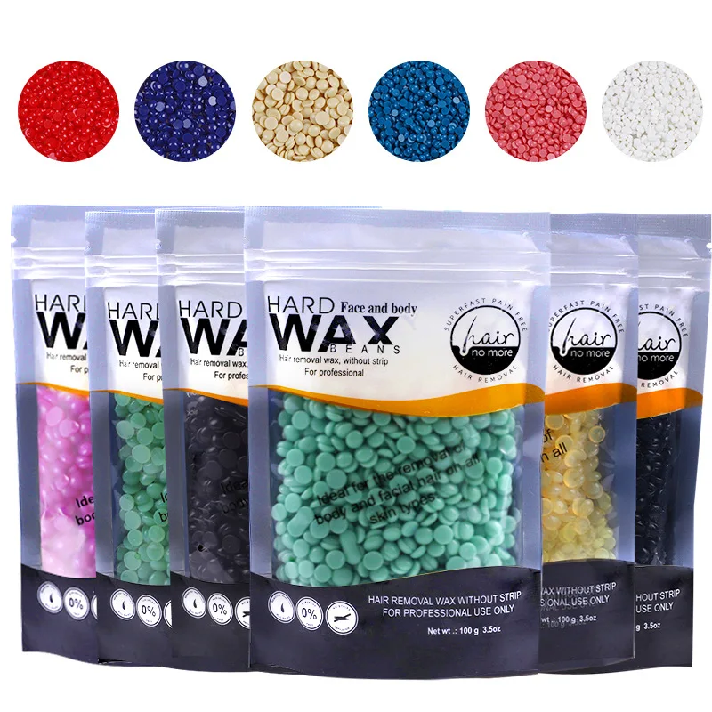 100g solid hard wax beans, hot wax, paperless wax therapy granules, honey wax, whole body hair removal wax bean series