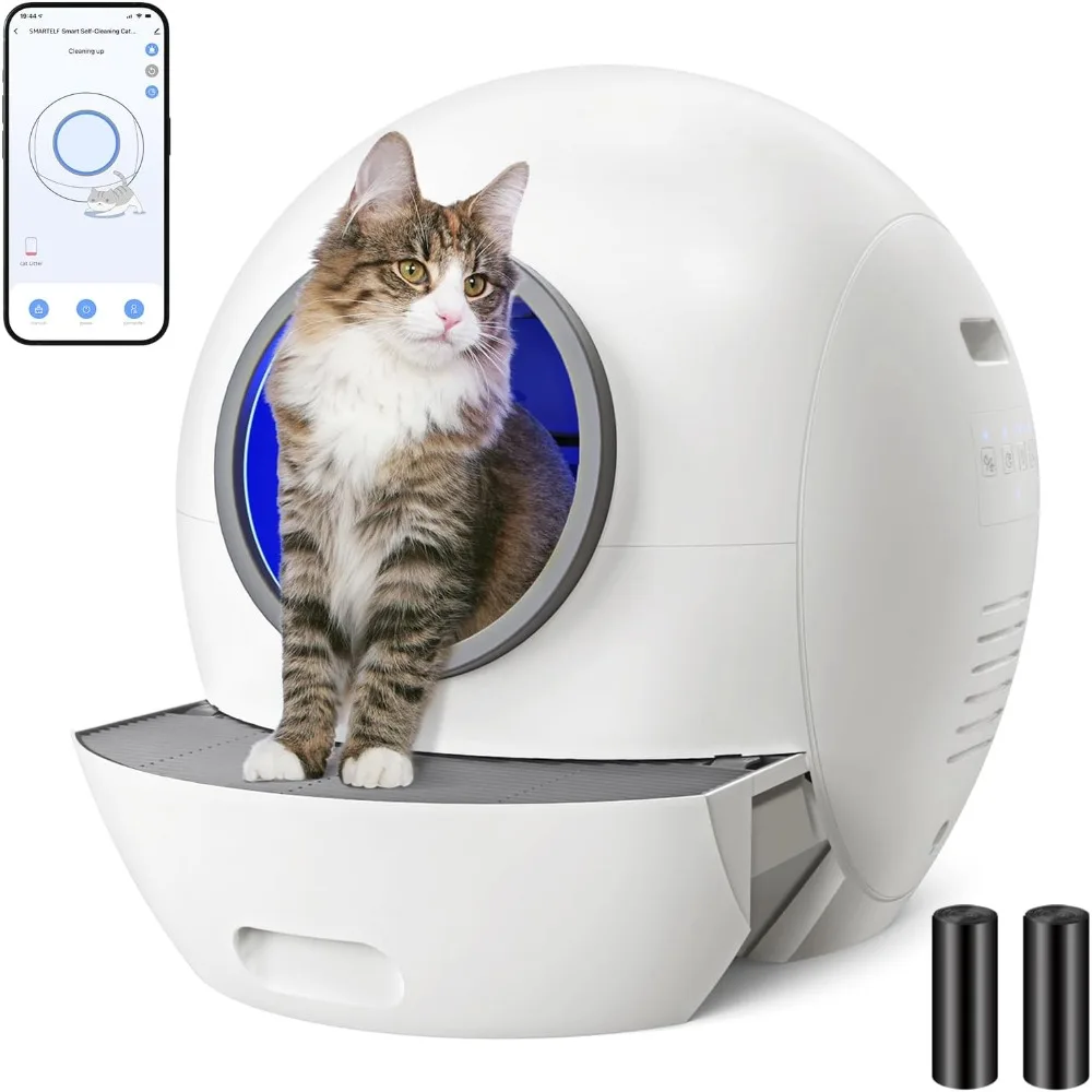 

Self-Cleaning Litter Box,Automatic Cat Litter Box Extra Large Litter Box for Multiple Cats, Smart cat Litters Boxs, Anti Pinch