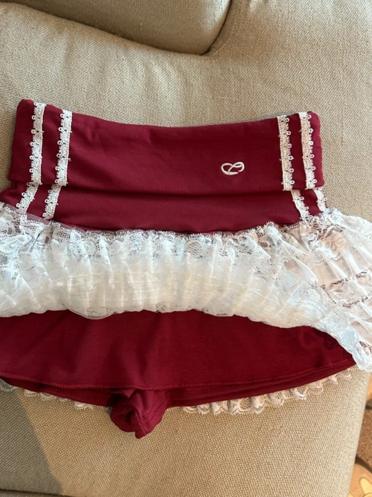 

Новая женская модная юбка-пачка Ballet Sle с высокой талией, кружевными вставками и эффектом пэчворк, красная, 2026