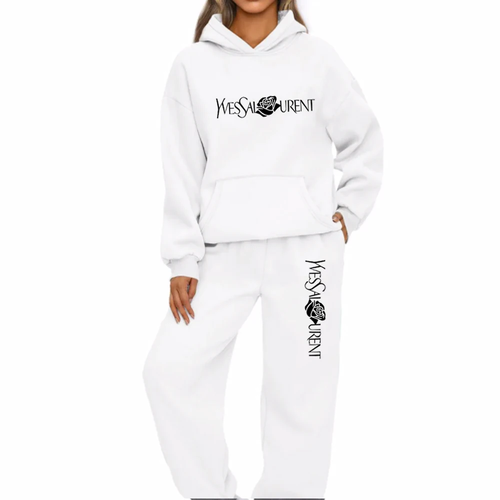 Fashion Women suit Printing Hooded Sweatshirt Suit High Quality Casual Jogging Outfits Clothing Pullover Sport Sets