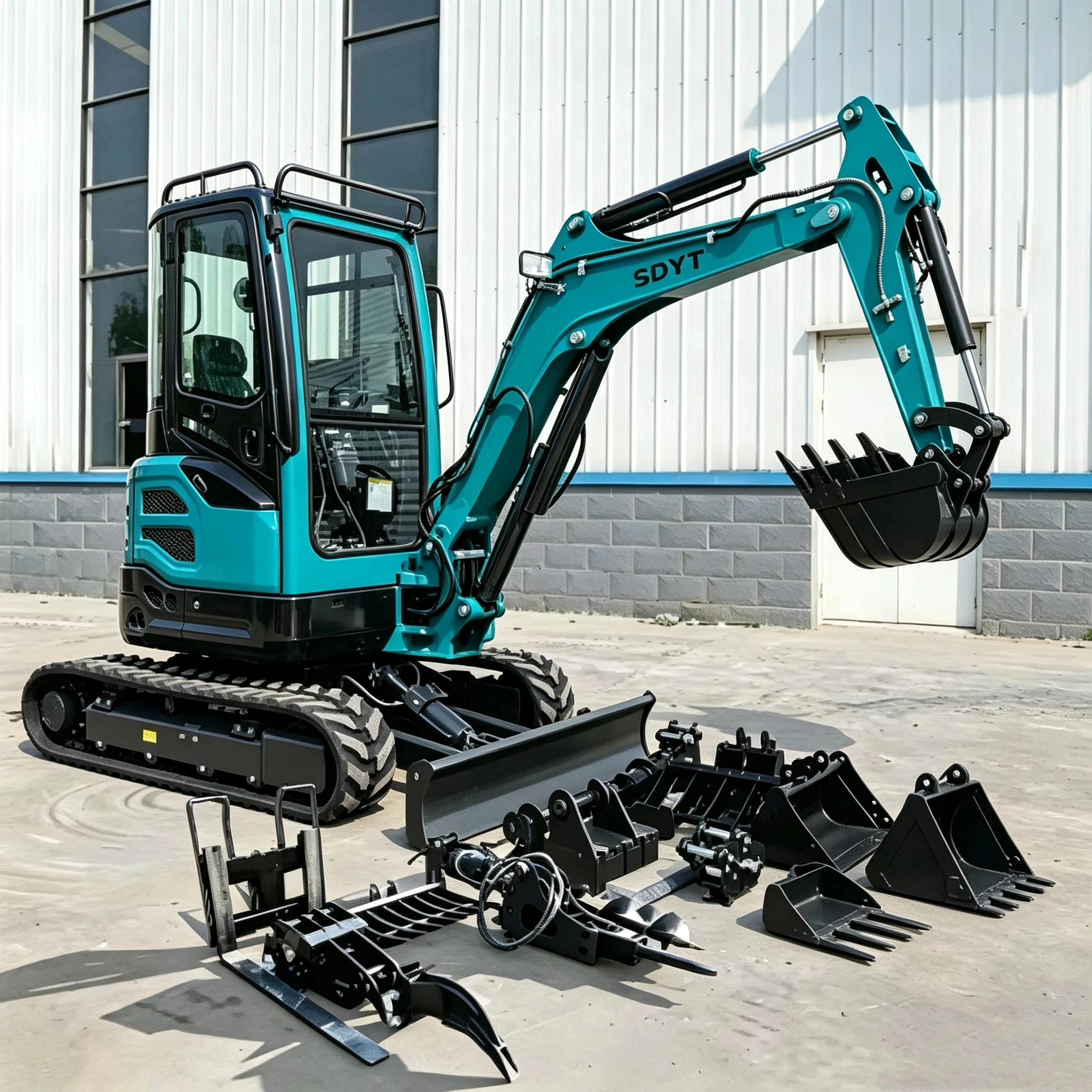 Kompakter Mini-Bagger, hydraulische Grabmaschine, verstellbarer Arm, rutschfeste Kette für landwirtschaftliche und kleine Bauprojekte, kundenspezifisch anpassbar