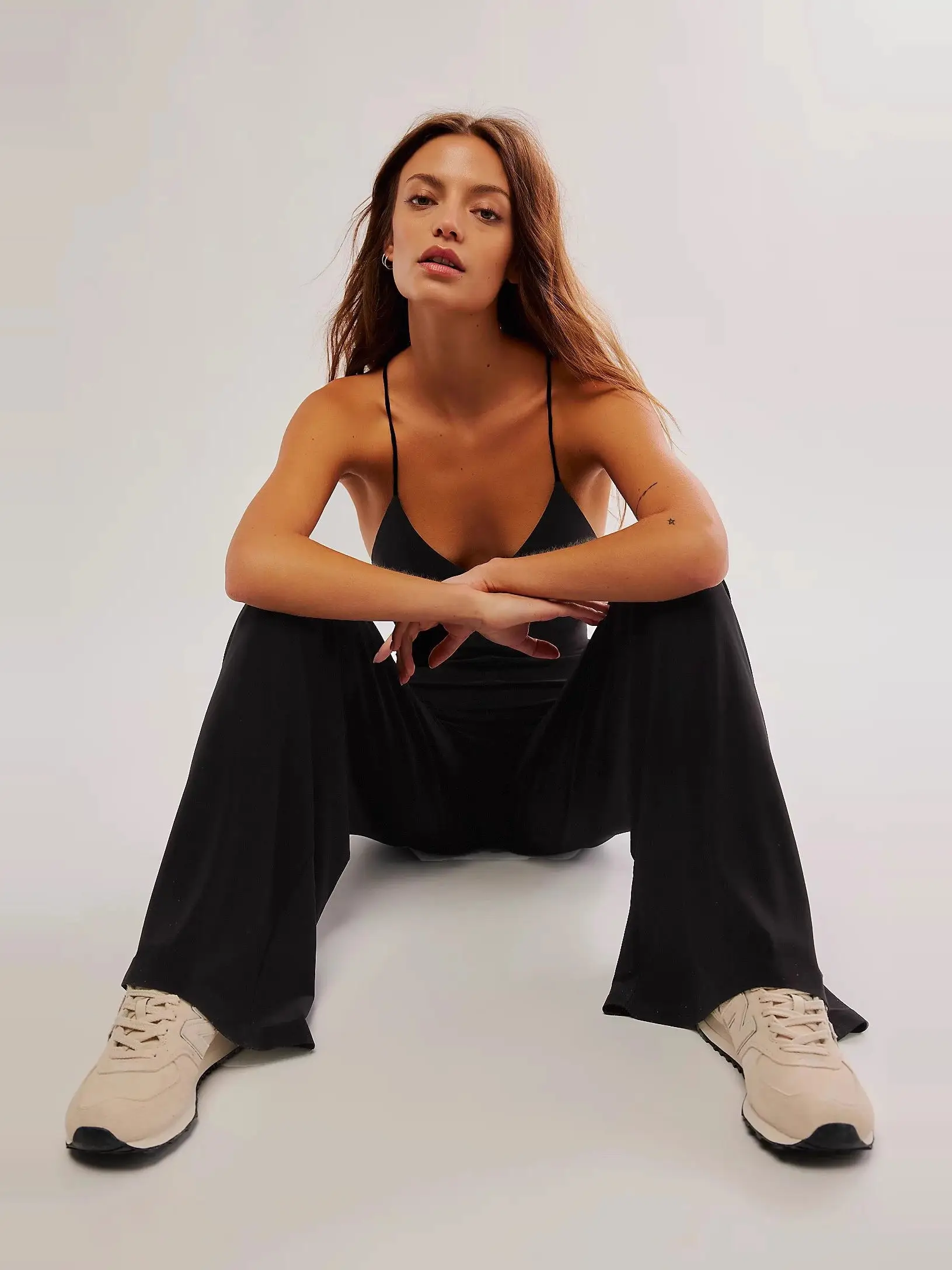 Future Retro New York Cross Ba lage taille broek Drapey hoge taille lange legging polyestervezel