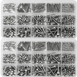 480pcs Screws Set M2 M3 M4 304 Stainless Steel Allen Bolt Hex Hexagon Socket Head Cap Screws Nuts Assortment Kit