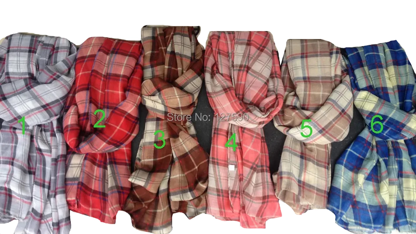 

New Fashion Grid Print Scarf Shawls Women Foulard Plaid Pattern Scarves Muslim Wrap Hijab