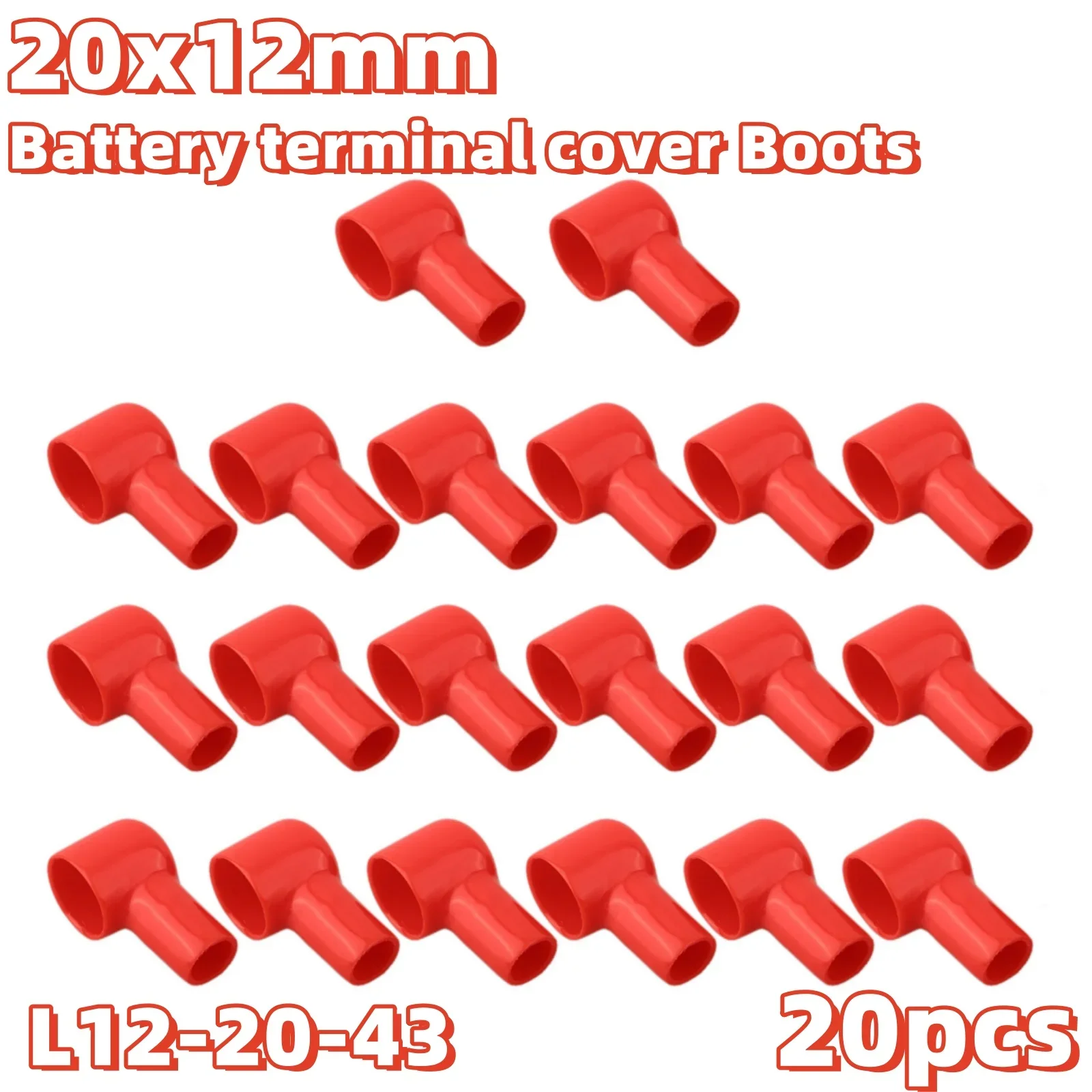 20x Car Battery Terminal Cover Boots Insulating Protective Lug Cap Soft Jacket Battery Insulation Protective Cover L12-20-43 Red