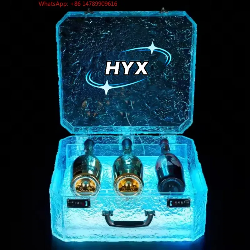 

Premium Custom LED Liquor Display StandWholesale Pre-Assembled HYX Brand Modern Customized Acrylic Water Resistant Freestanding