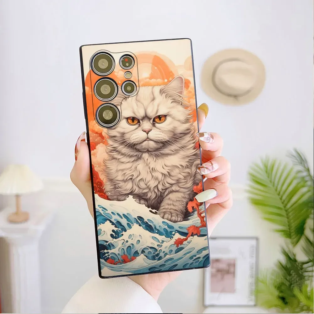 The Great Wave of Kanagawa Cat Phone Case for Huawei Honor 90 70 100 Pro Nova 10 11 9 P60 P30 Mate 60 50Pro Silicon Cover Fundas