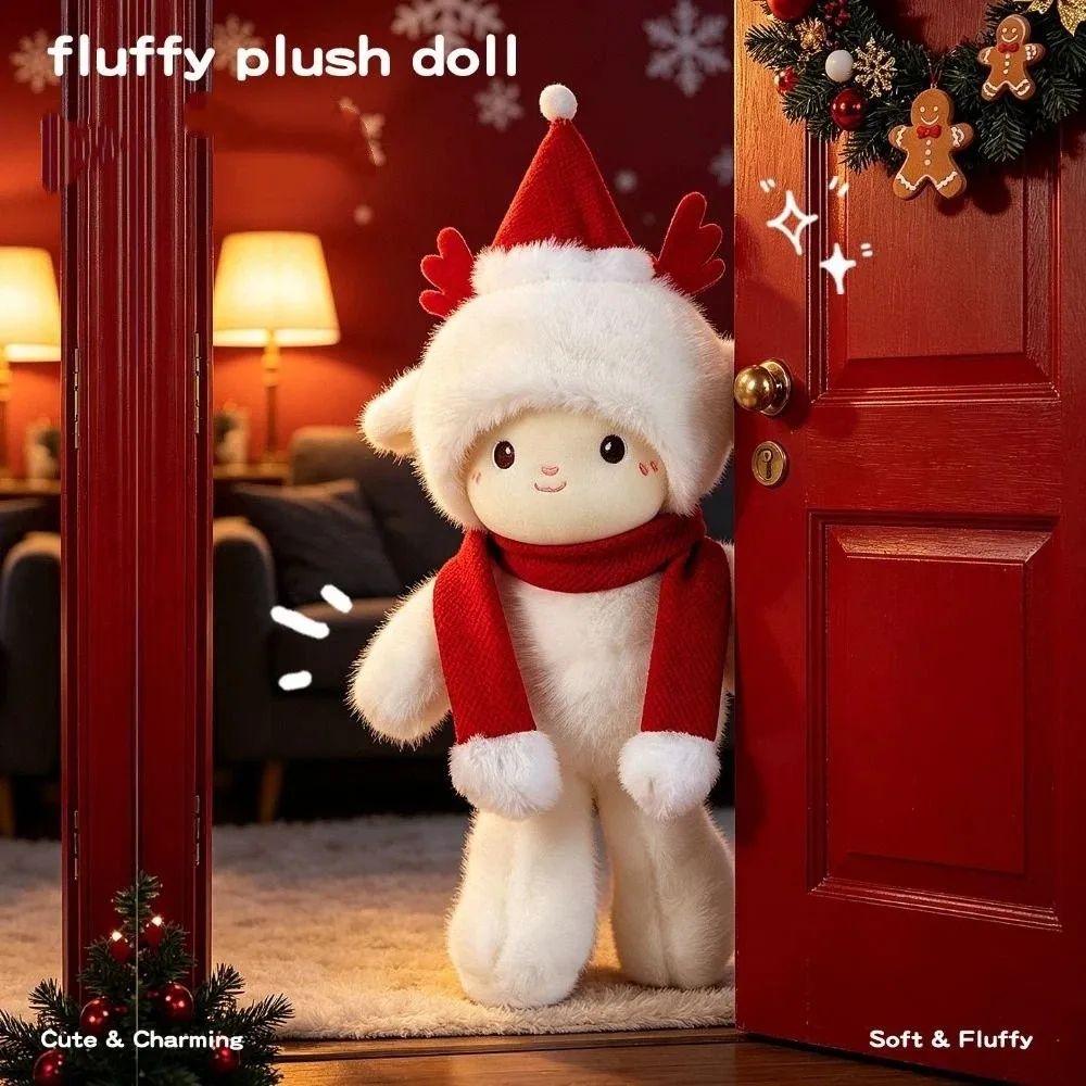 Creative Cartoon Christmas Sheep Plush Toy Fluffy Simulation Little Sheep Doll Soft Cute Appease Doll Pillow Christmas Toy