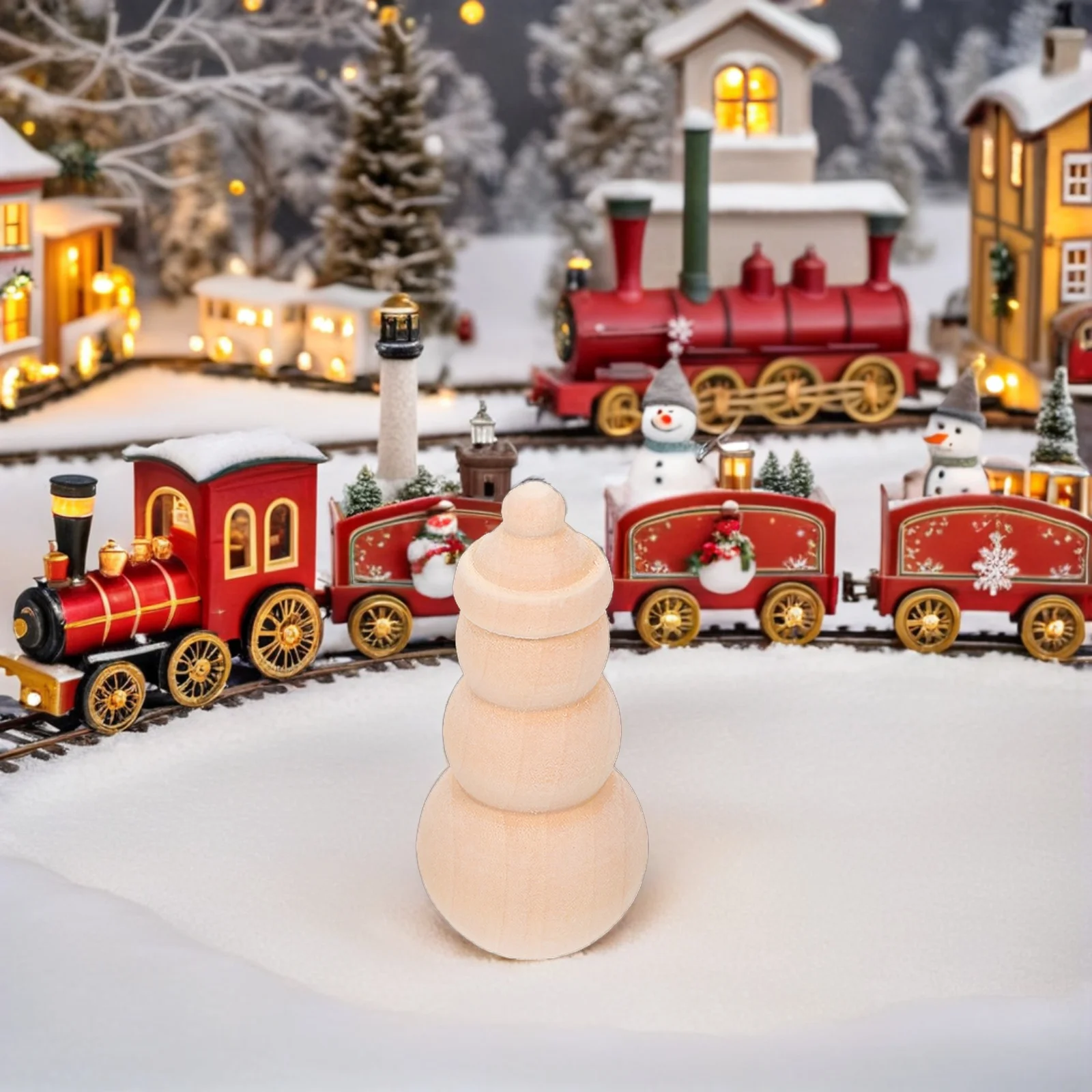 

10pcs Christmas Wooden Peg Mini Unfinished Snowman Craft DIY Decoration Party Holiday Kids Adults Painting Toys Wood