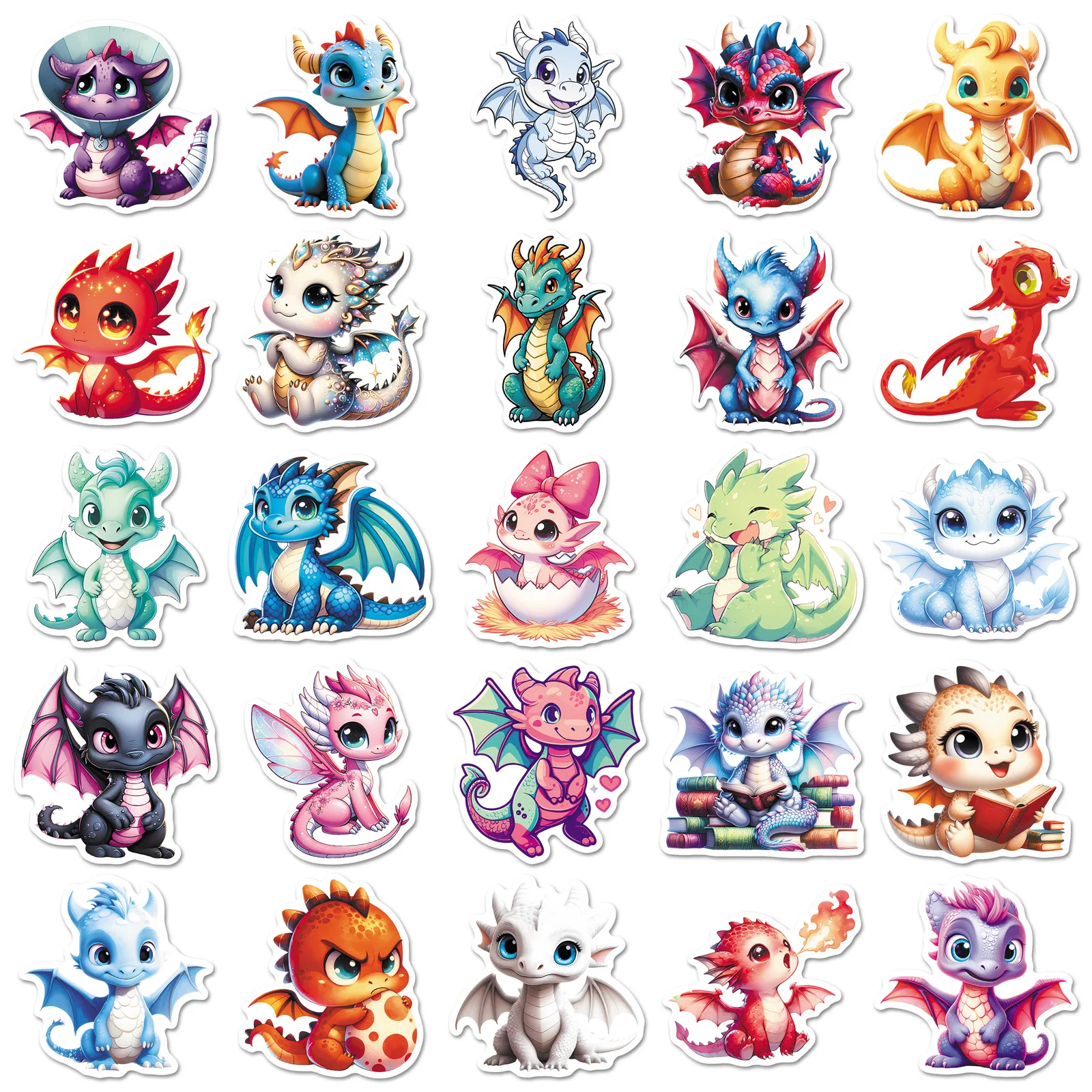 50/100PCS Cartoon Cute Flying Dragon Stickers Cartoon Western Dinosaur Cubs Cute Animal Waterproof Decoration DIY Computer Stick