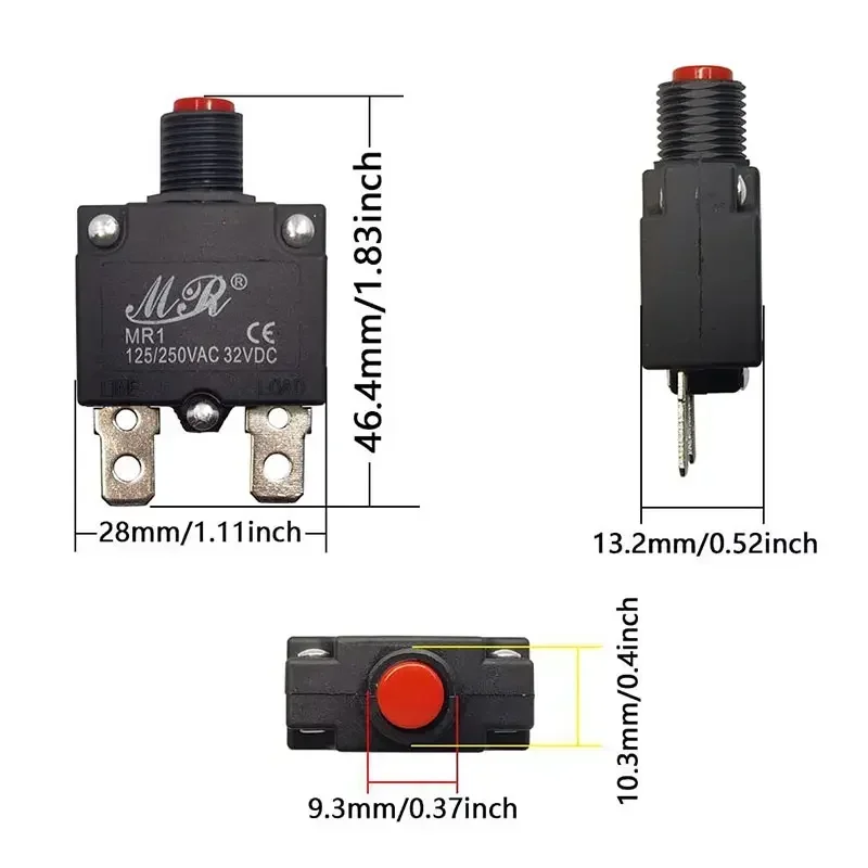 Current Overload Protection Switch Fuse for Compressor 3A 5A 10A 15A 18A 20A 30A Resettable 220V with Cover Circuit Breaker