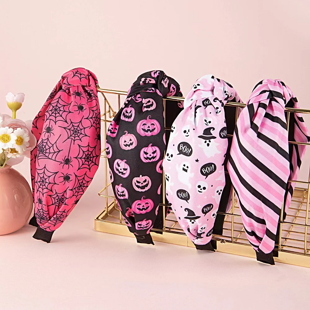 

New Halloween Print Women's Headbands Ghost Spider Web Personality Pumpkin Grimace Holiday Decoration Fashion Hair Accessories