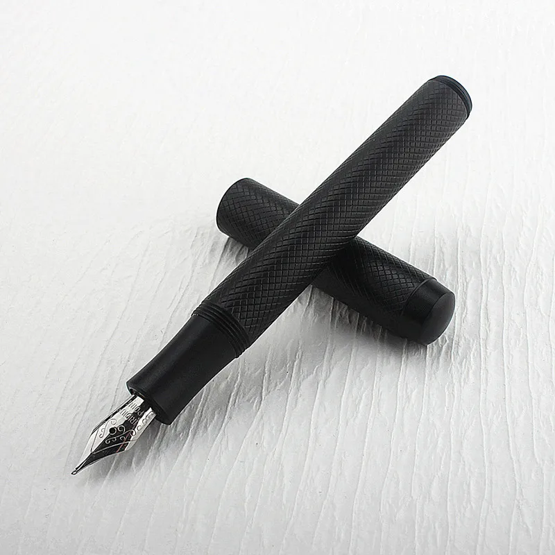 Pluma estilográfica de bolsillo de lujo de calidad, Color negro, Oficina Financiera, estudiante, escuela, suministros de papelería, bolígrafos de tinta