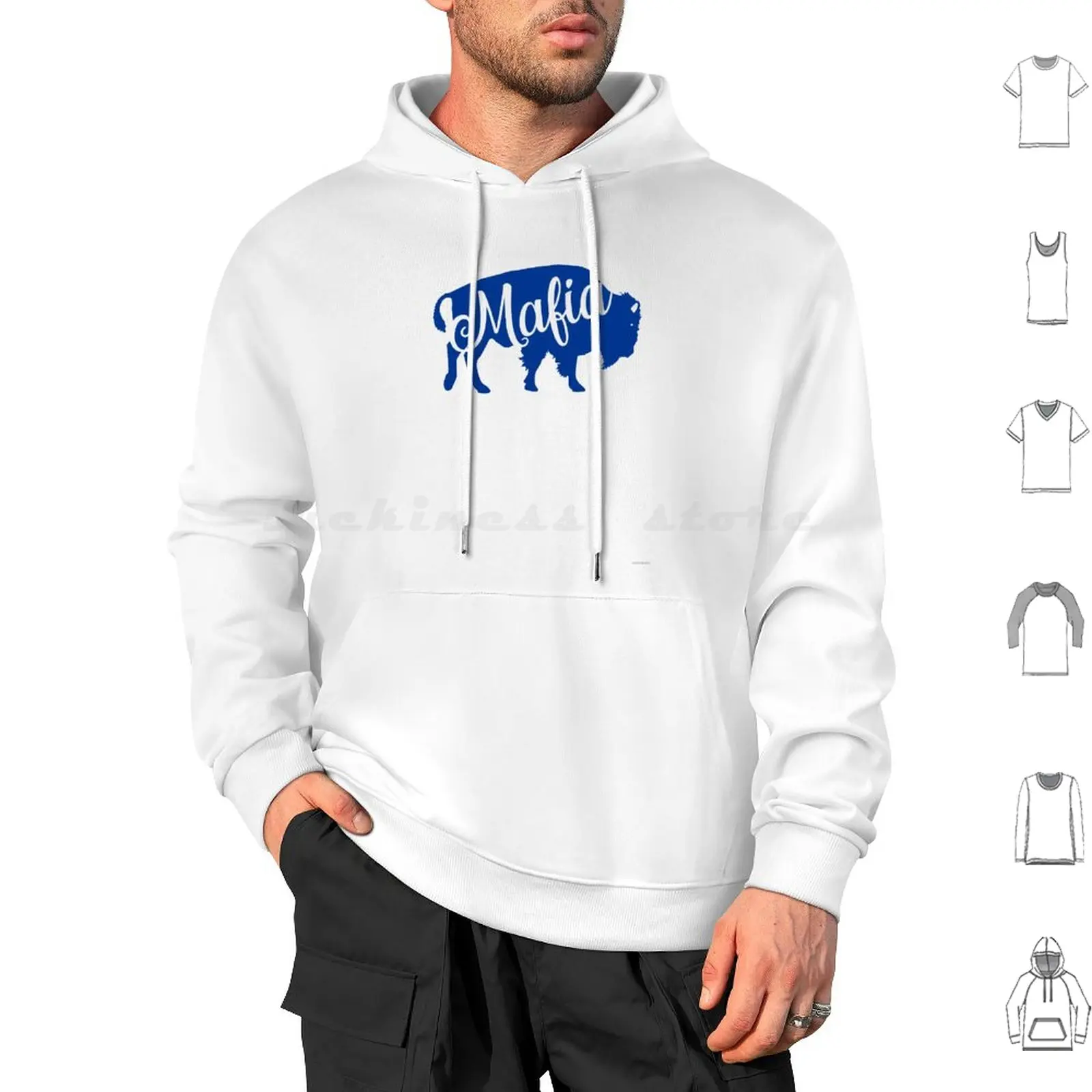 Buffalo Mafia Blue Hoodie cotton Long Sleeve Football Blue America Classic Retro 716 Bills Mafia Tailgating Buffalo Mafia New