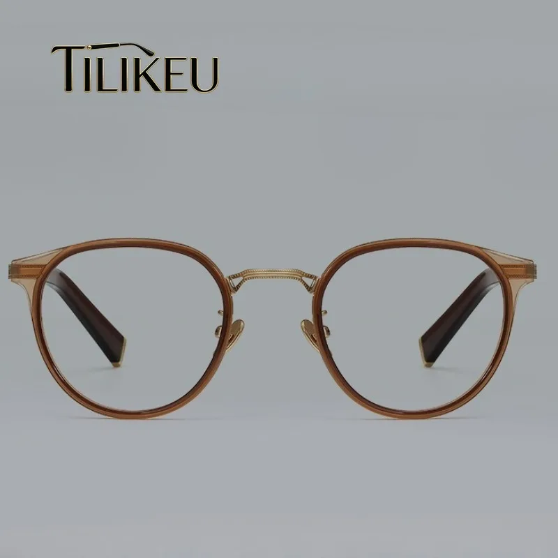 Japanese Vintage Oval Acetate Titanium Glasses Frame Men's Ultra Light Large Face Shape Women's Luxury Designer Eyewear New 2026