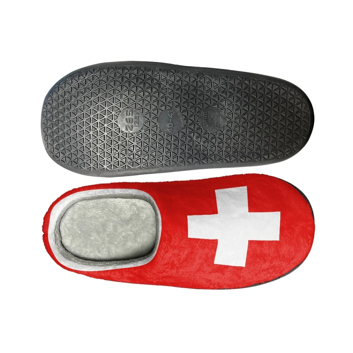 Fashion Swiss Flag Design Indoor Slippers Autumn Winter Warm Couple Comfy Footwear Non-Slip Cozy Cotton Slippers Print On Demand