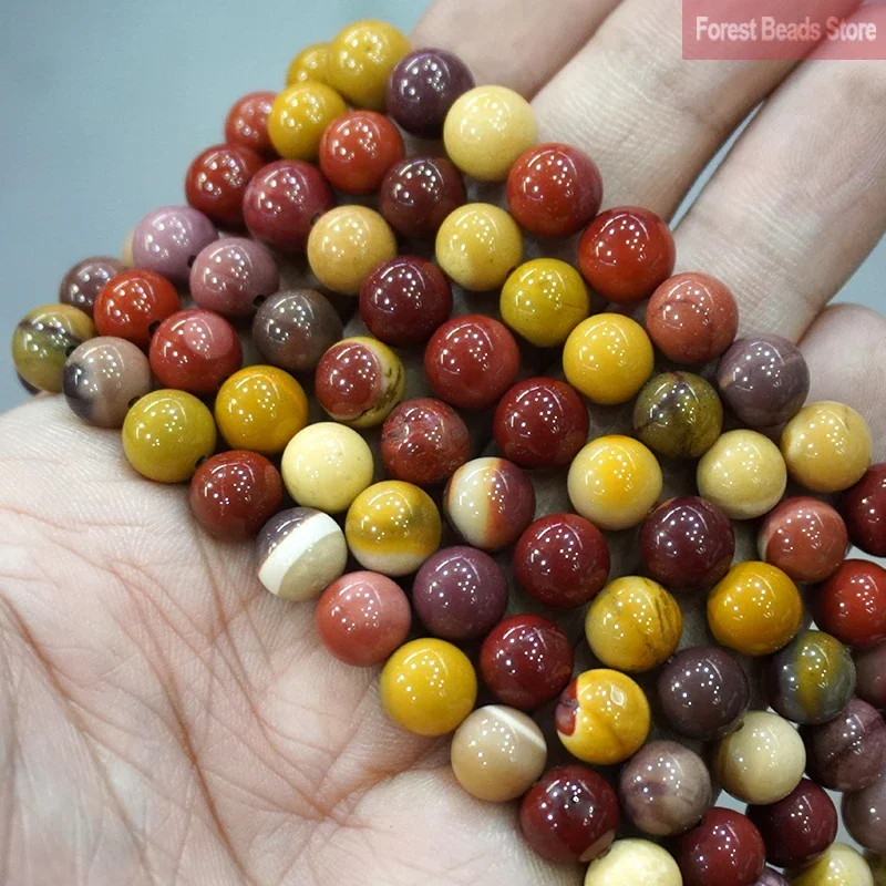 Natural Yellow Mookaite Stone Loose Spacer Beads For Jewelry Making DIY Bracelet Necklace Accessories 15'' 4/6/8/10/12mm
