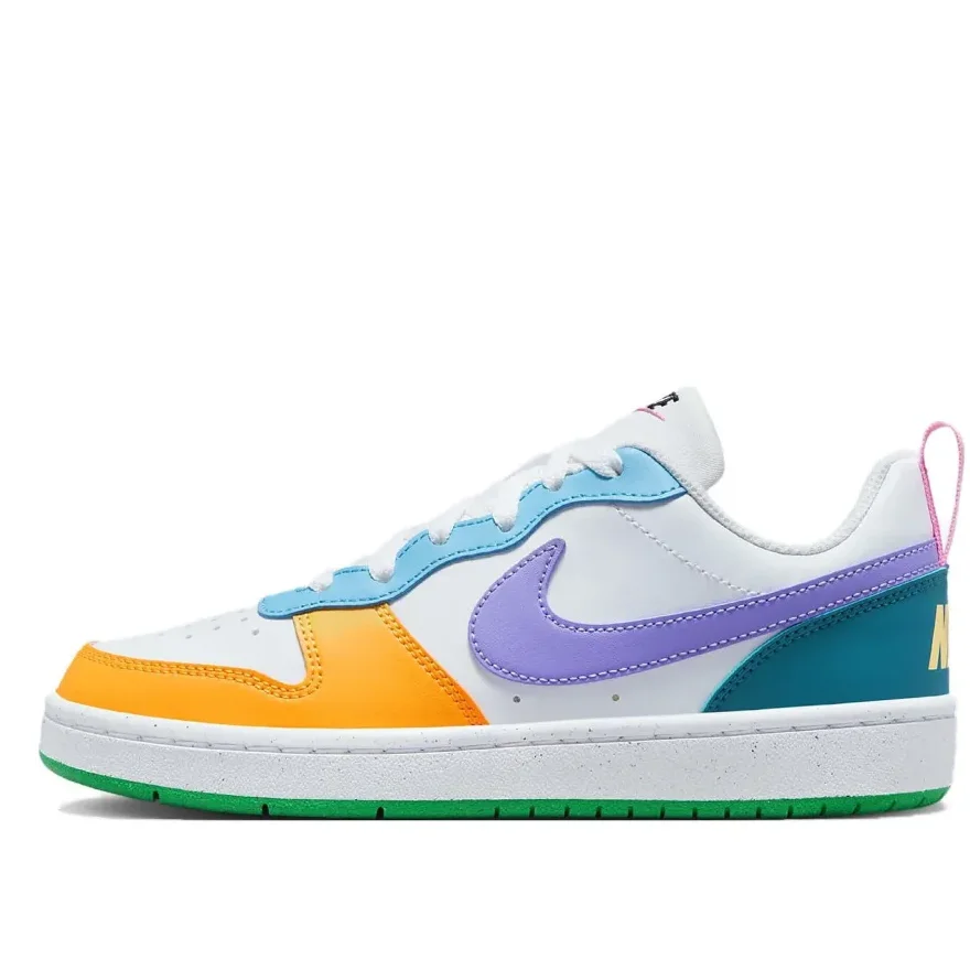 Nike Court Borough Low RC BG WT Versatile Casual Easy Comfort Low Top Kids Board Shoes White Purple Teenagers