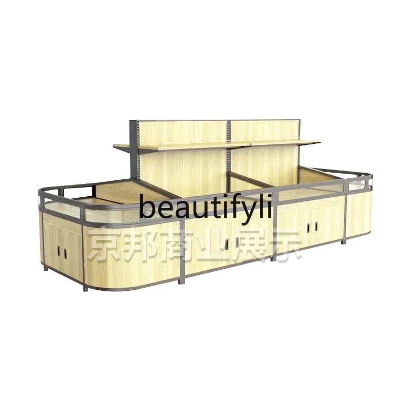 02Supermarket grains display cabinet, fried goods Zhongdao cabinet convenience store, dried fruit steel and wood shelves