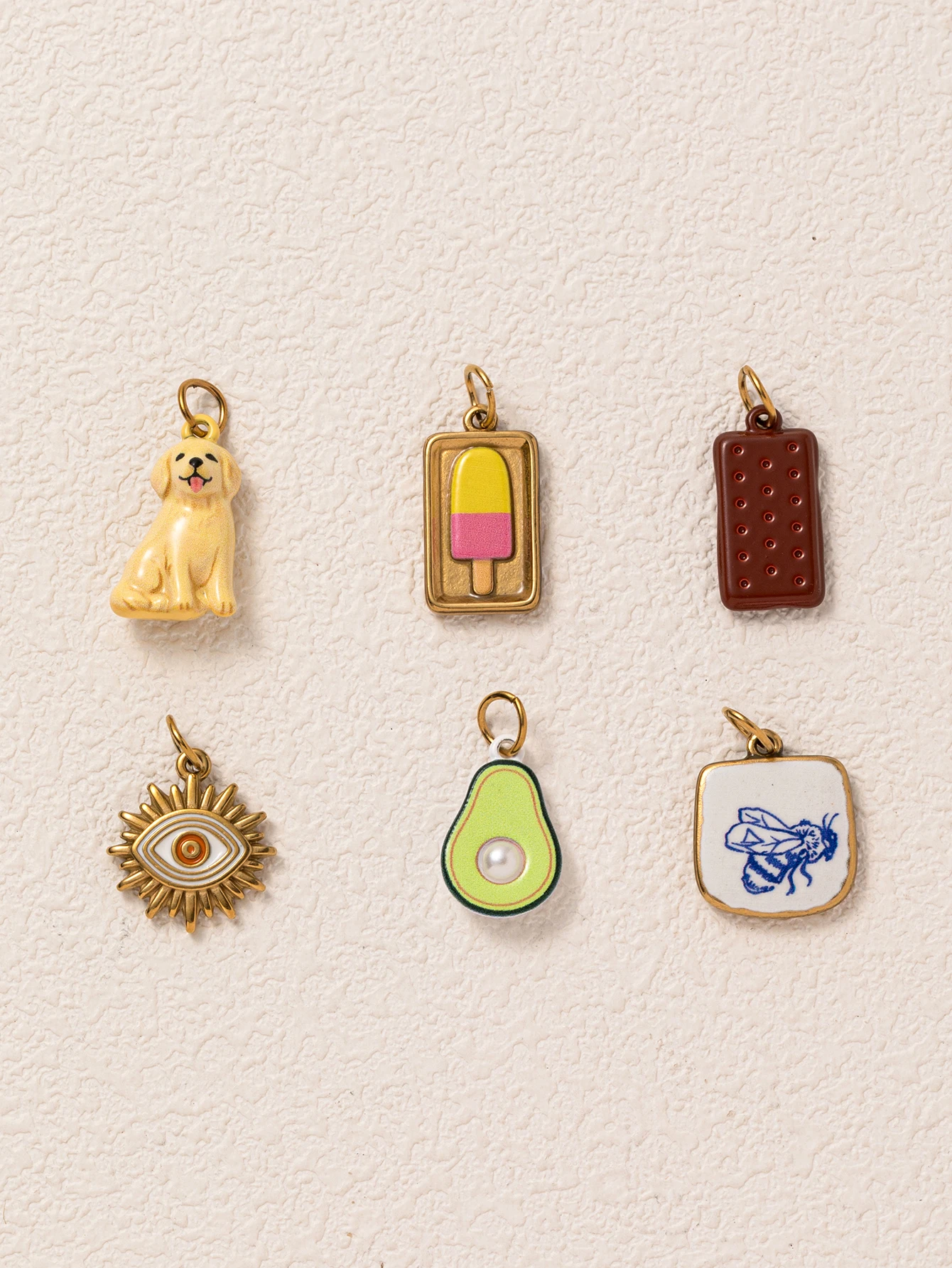 316 Edelstahl Wasserdicht Farbbeständig Einfacher Beliebter Eiscreme-Bienen-DIY-Anhänger für Schmuck – Detail 3
