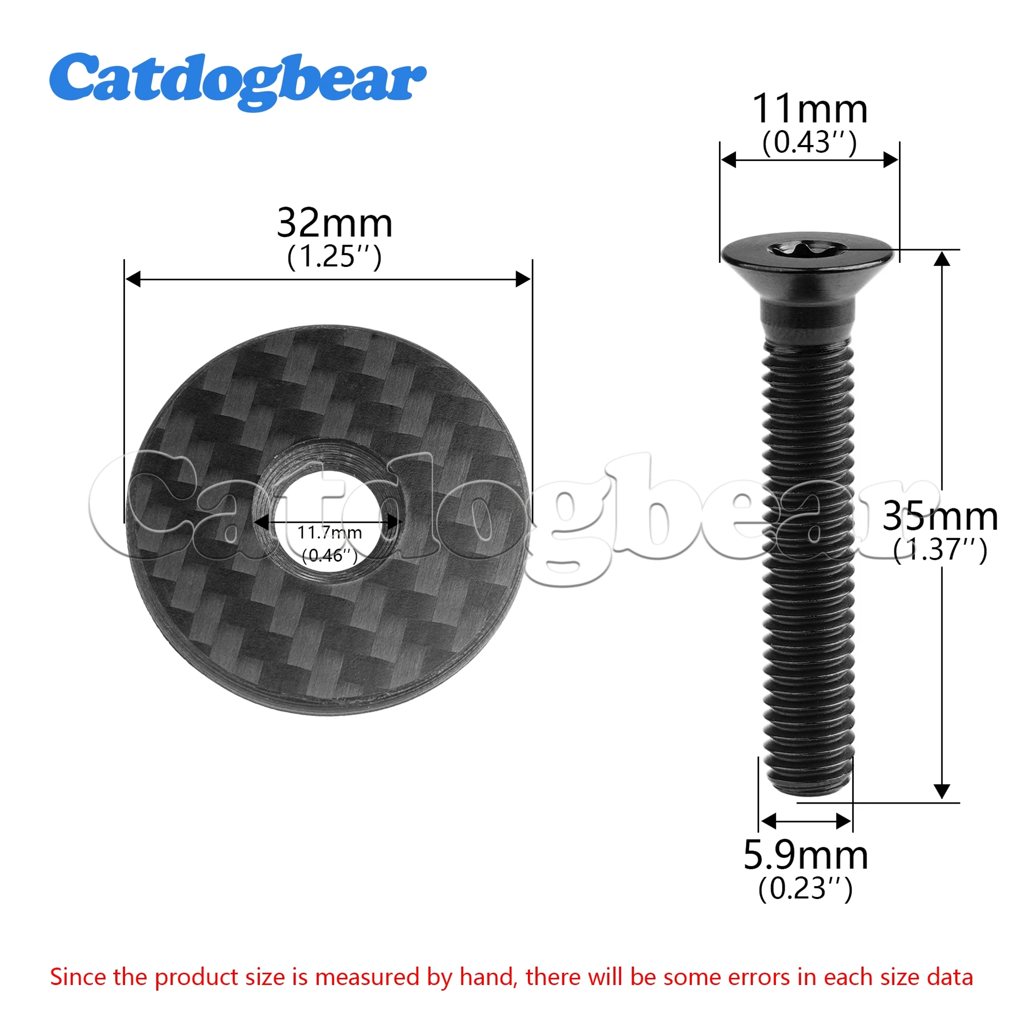 Catdogbear Headset Stem Top Cap+ M6X35mm Titanium Bolt Screws for 1/8