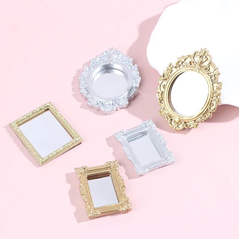 1/12 Dollhouse Miniature Frame Accessories Furniture Miniature Mirror Wall Room Mirror Doll House Mirror 28 STYLES