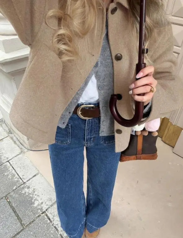 

Женская куртка 2026 Весна-Осень Новинка Однотонная с карманами, отложным воротником, длинными рукавами, однобортная, повседневная