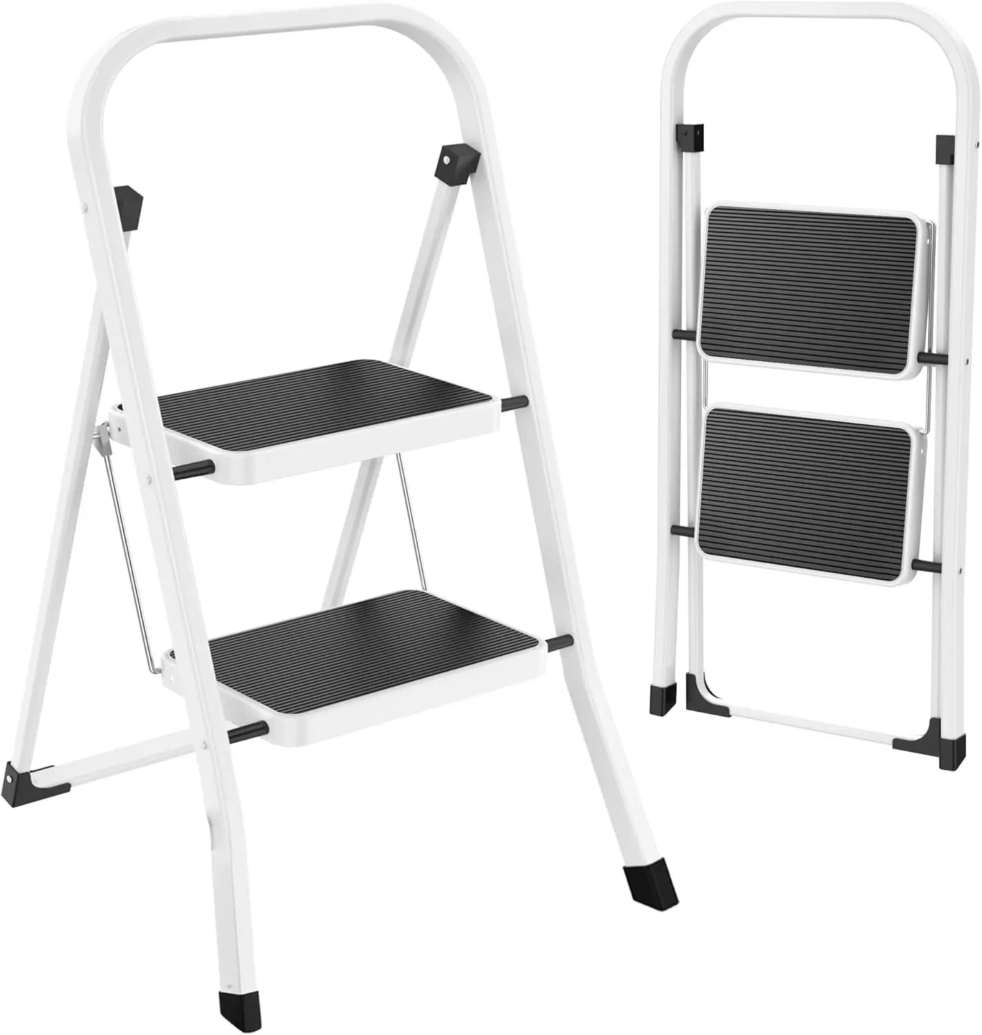 

Step Ladder Folding Step Stool For Adults With Anti-Slip Pedal,330 Lbs Acity For Kitchen, Home,White
