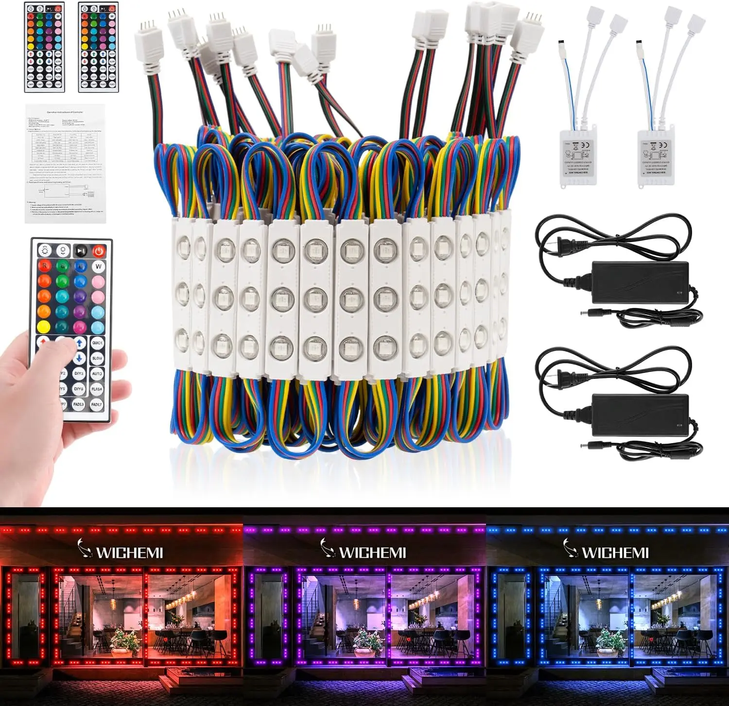 

80FT LED Storefront Lights 160PCS 3 LED 5050 SMD RGB Waterproof Strip for Business Advertising Decor
