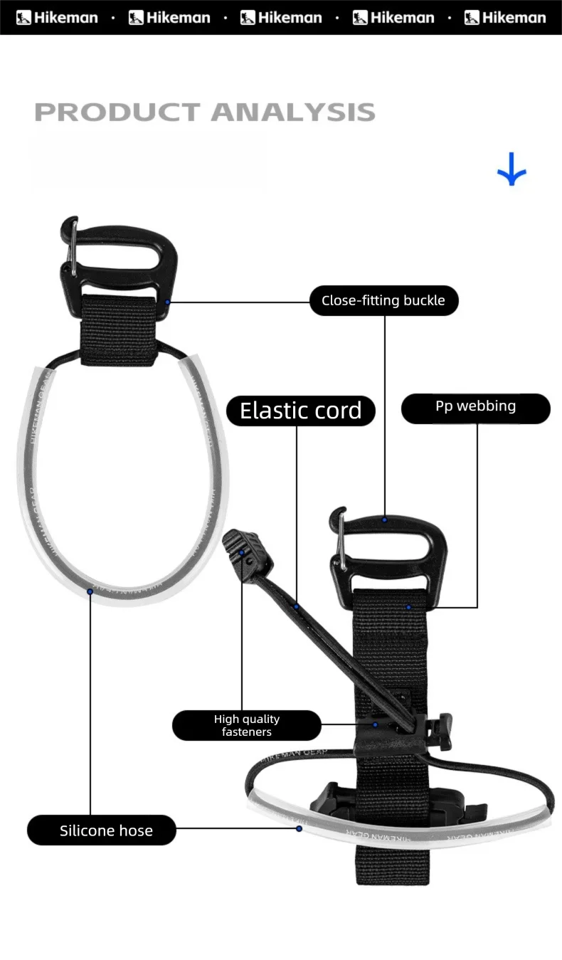Wanderstock-Befestigungsriemen, Rucksack-Zubehör, einfache elastische Schlaufe, schnelle Installation, keine Demontage, Outdoor-Camping-Trekkingstockhalter – Detail 4