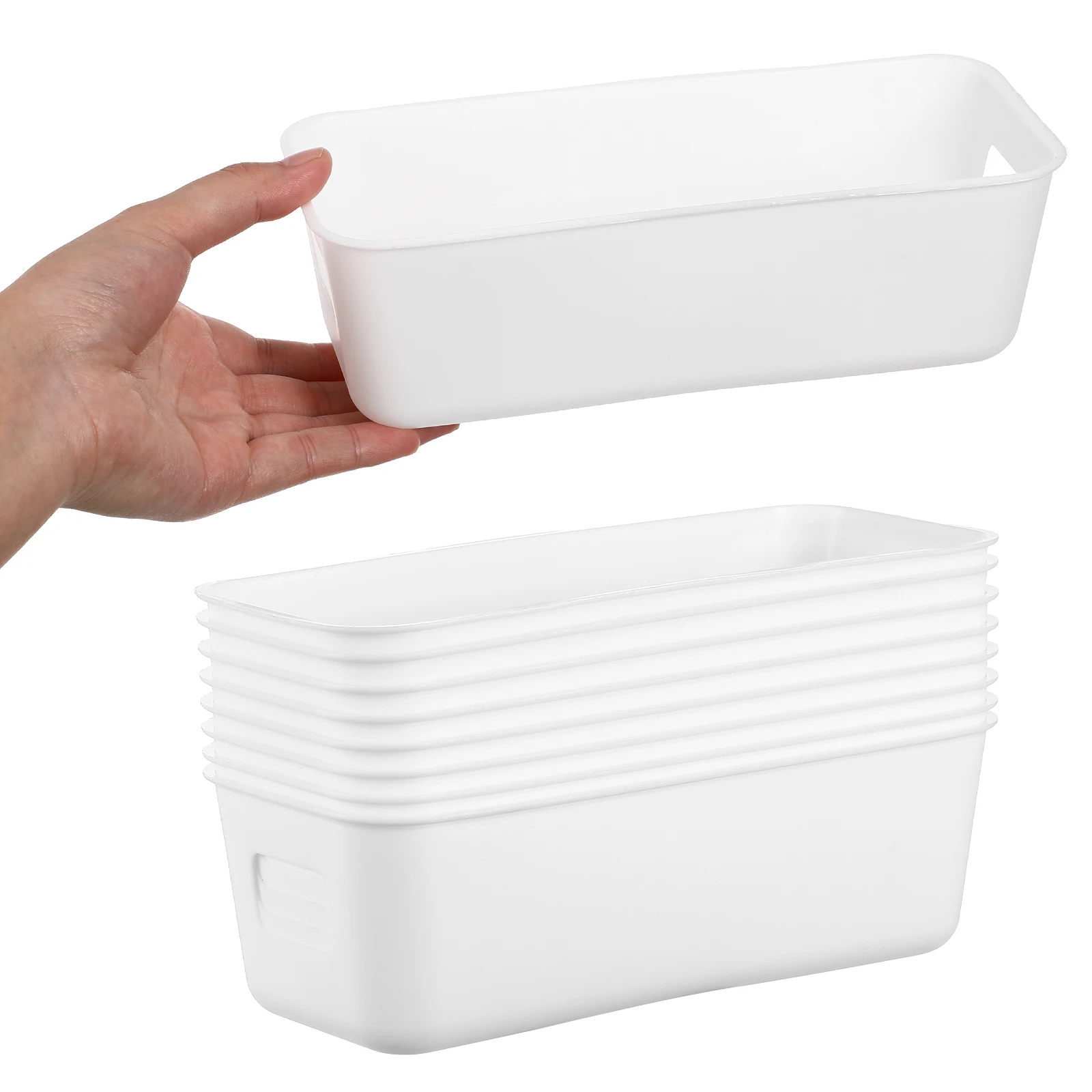 

8Pcs Rectangular Storage Bins Plastic Organizer Boxes Kitchen Pantry Bathroom Shelf Storage Basket Plastic Pantry Organizer Bins