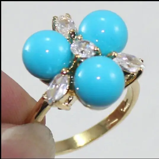 Fashion 18K Gold Plated 8mm South Sea Shell Pearl /Jade Ring Women Rings