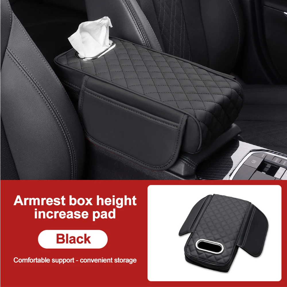 Car Armrest Pad Universal Center Console Elbow Rest Support with Tissue Storage Auto Arm Rest Mat Protection Cushion