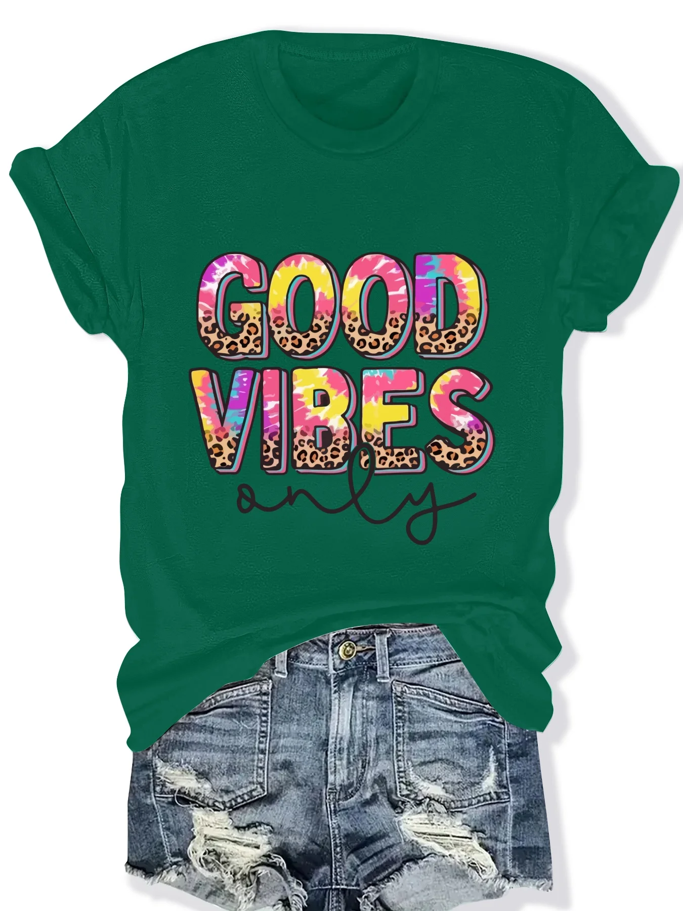 

Fashionable Ladies round Neck Short Sleeve T-Shirt with Letter Pattern Print Casual Comfortable Women's Top