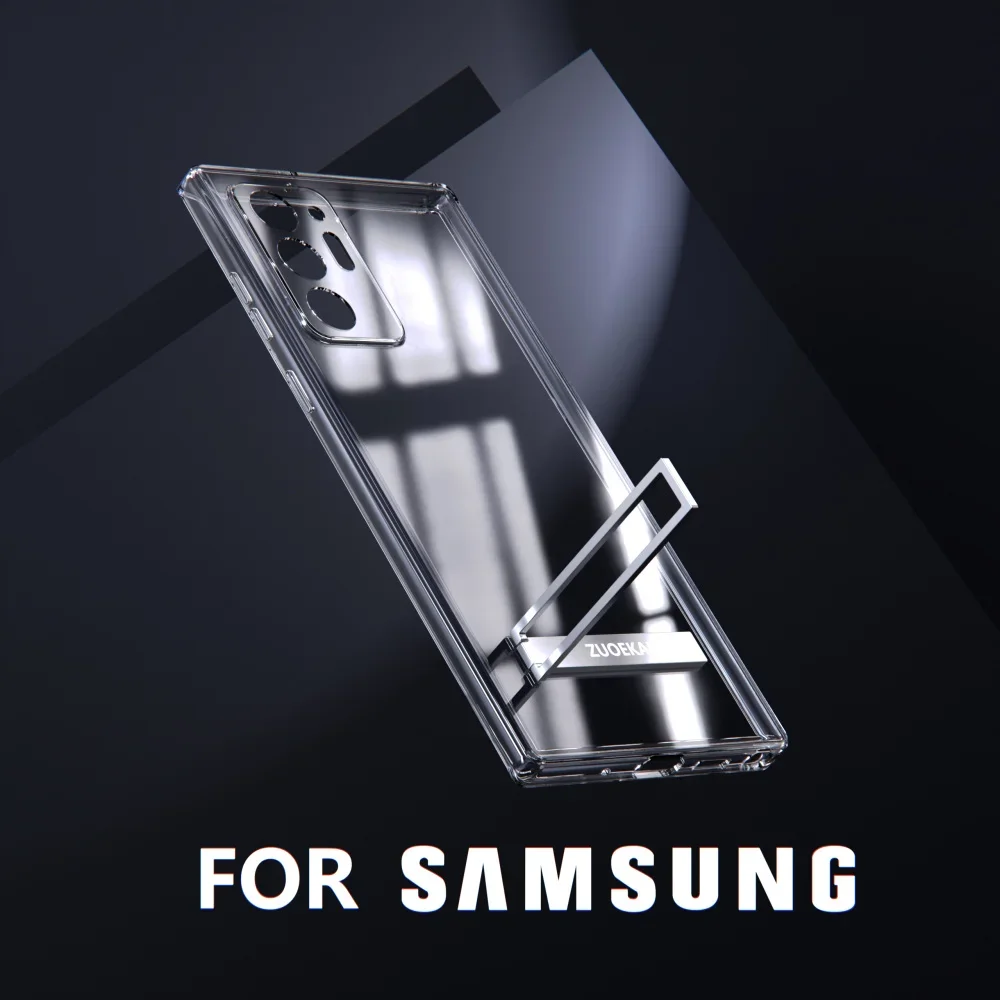Samsung Galaxy not 20 için Ultra not 10 artı not 8 9 şeffaf Kickstand kılıf braketi ayakta koruyucu temizle yumuşak kapak