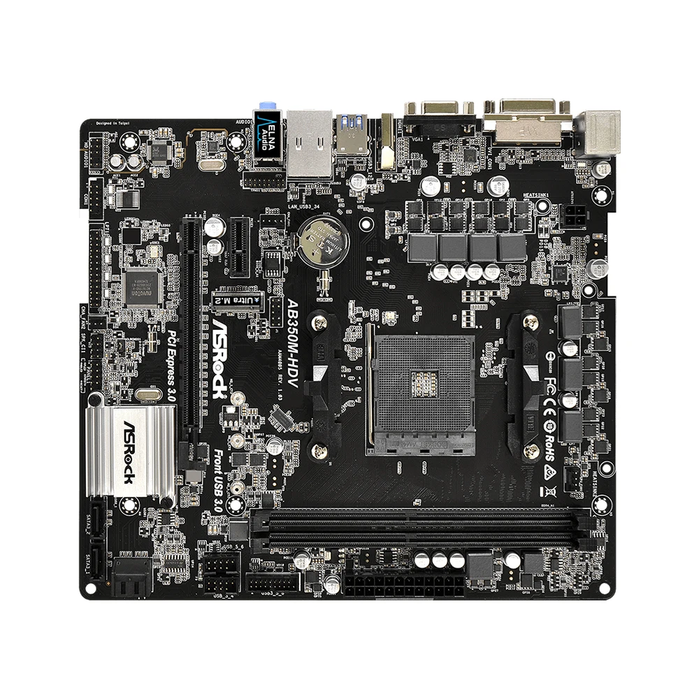 Imagem -03 - Asrock Ab350m-hdv Placa-mãe Amd B350 Chipconjunto Cpu Soquete Am4 Suporte Ryzen 5900x 3900xt Ryzen 5800x3d 5800x Ddr4 M-atx