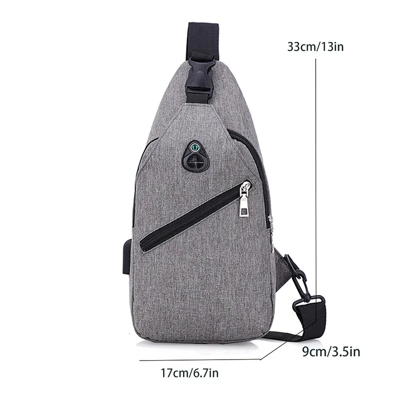 A New Boy Chest Bag Usb Crossbody Bag Shoulder Bag Waterproof Fashion Leisure Small Chest Bag Men\'s Bag Large Capacity