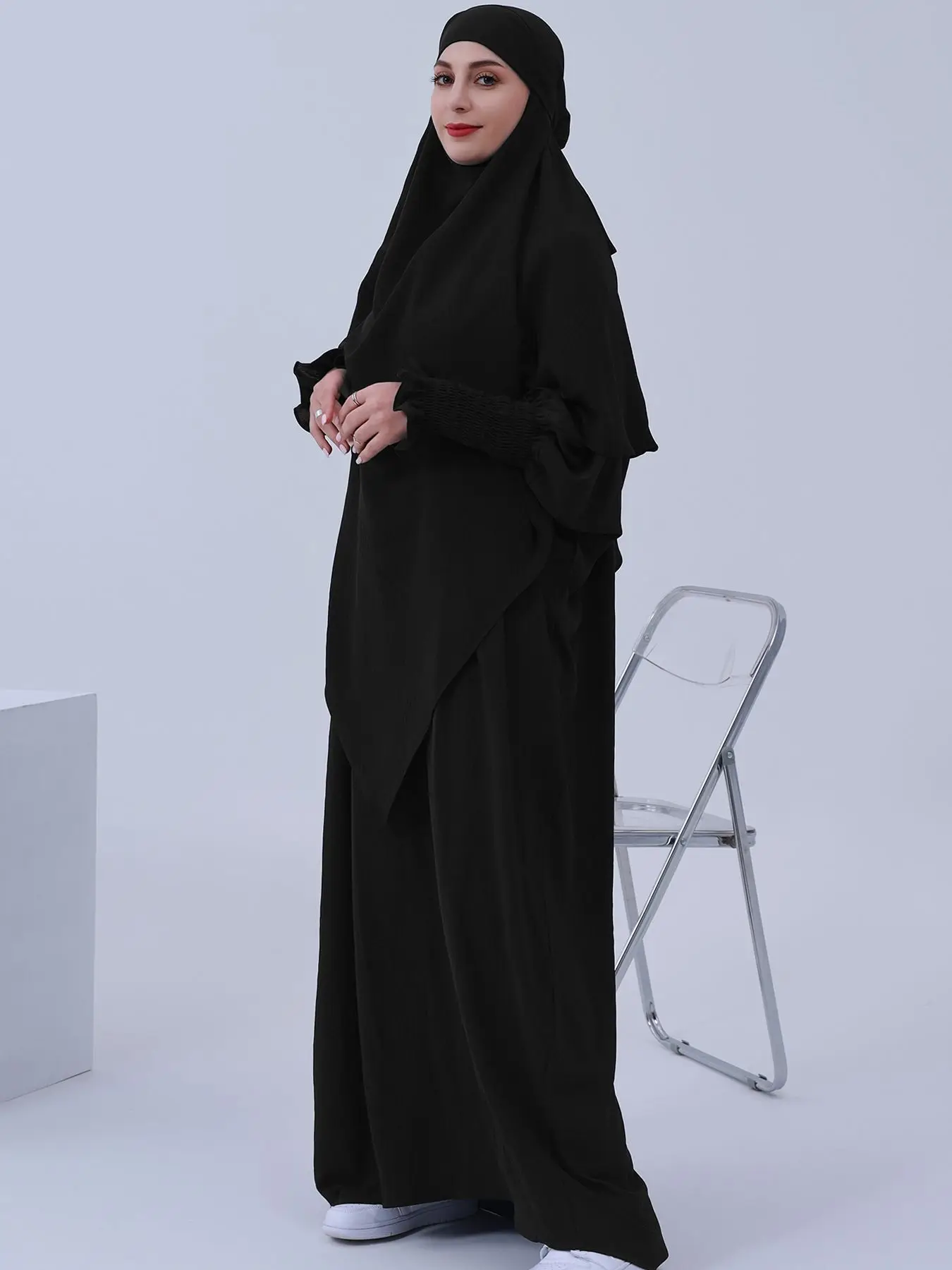 New Women Abayas Muslim Ramadan Prayer Clothing Comfortable Jalaba Solid Casual Batwing Sleeve Arab Oriental Robe Eid Djellaba