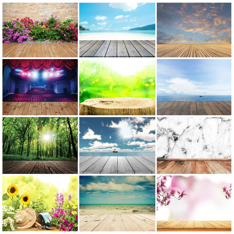 

SHENGYONGBAO Vinyl Custom Photo Backdrops Bokeh Scenery Flower Wood Board Floor Photography Background for Photo 210319CMA-05