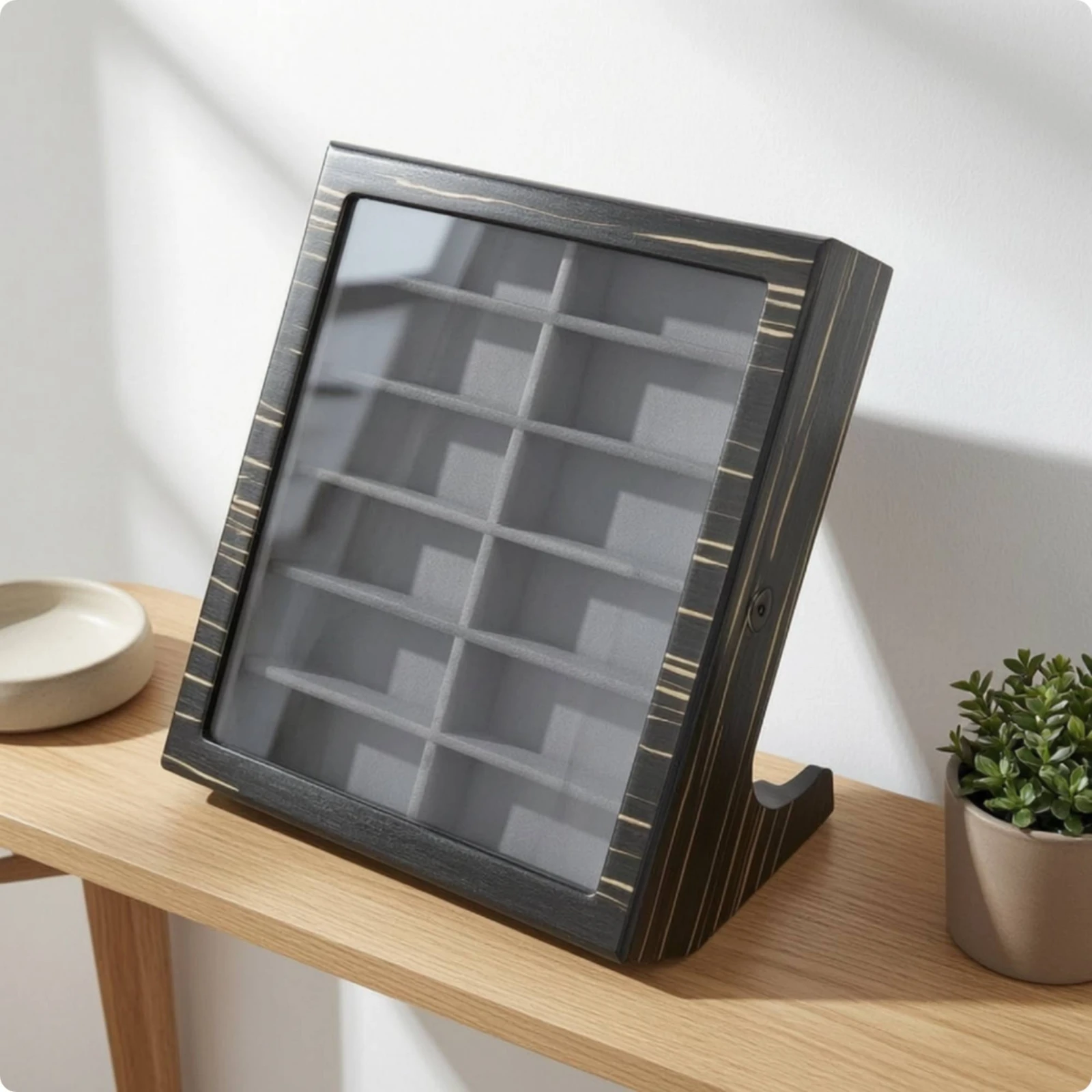 Eyewear Storage Box with Lock Wooden Eyeglasses Display Case Eyeglasses Organizer Lockable Sunglasses Display Case