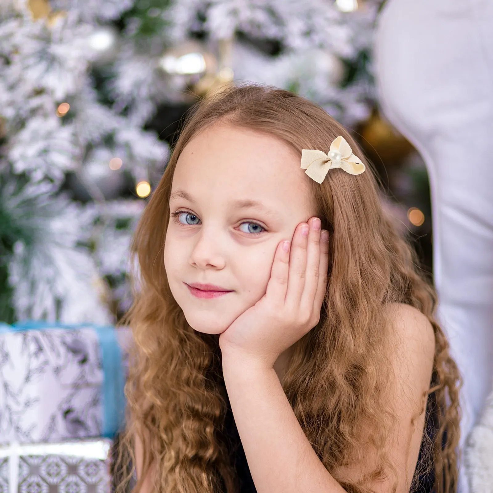 

Набор из 8 милых заколок для волос в форме банта с жемчужными элементами, нескользящие, для девочек, универсальные, модные