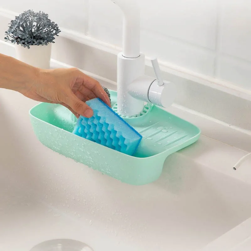 Silicone Faucet Mat Sink Tray Soap Sponge Organizer Drain Pad Drying Countertop Storage Splash for Kitchen Accessories Tools