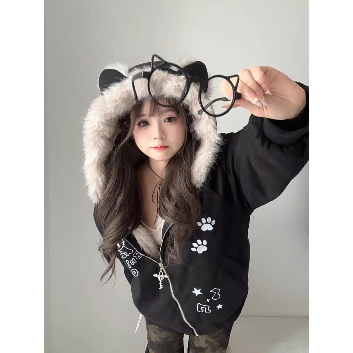 

Ins Simple Trendy Japanese Style New Lazy Fashion Harajuku Pop Art Versatile Coat