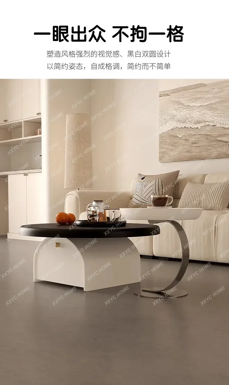 YYVv U 1 Modern Coffee Table Advanced Living Room Household Personalized Small Apartment Light Luxury New Round Coffee Table Com