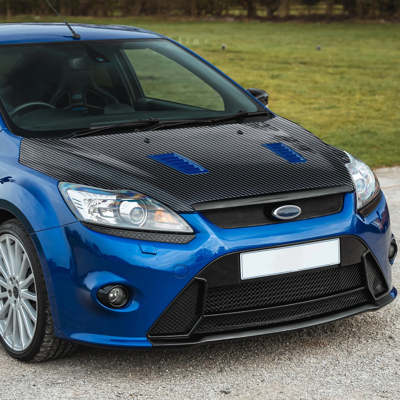 For Ford Focus 2009 2010 2011 Car Engine Hood Front Strip Protective Film PPF TPU Glossy Carbon Texture Refit Color Sticker